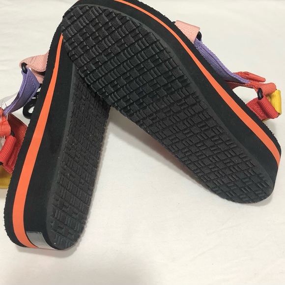 sandals size 7W platform wide width nature adj ankle straps Rainbow for women. - Picture 3 of 3